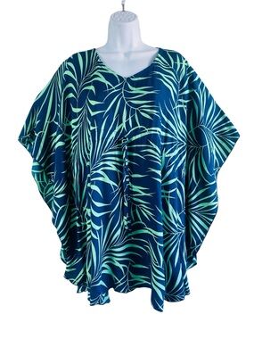 NaPau Honolulu Palm Print Beach Cover Up OS
